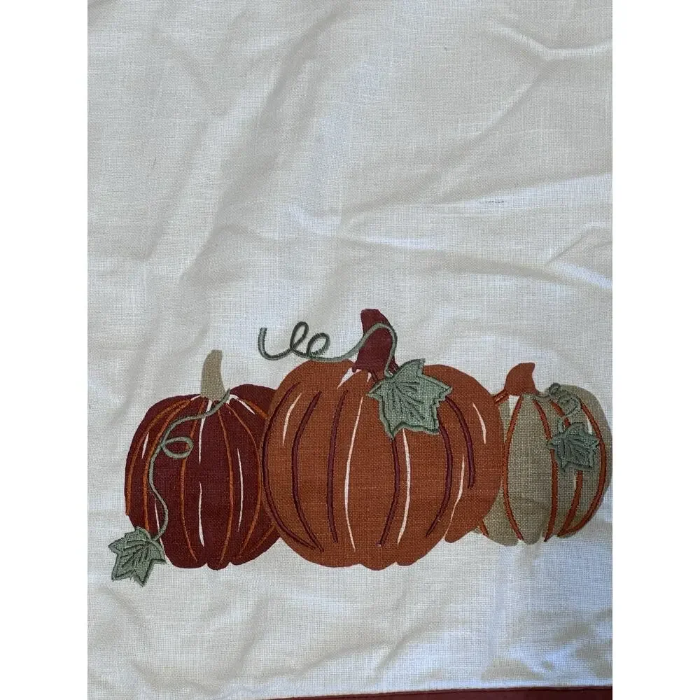 Classic Pumpkin Table Runner Woven Cotton Fall Harvest Thanksgiving 18x90